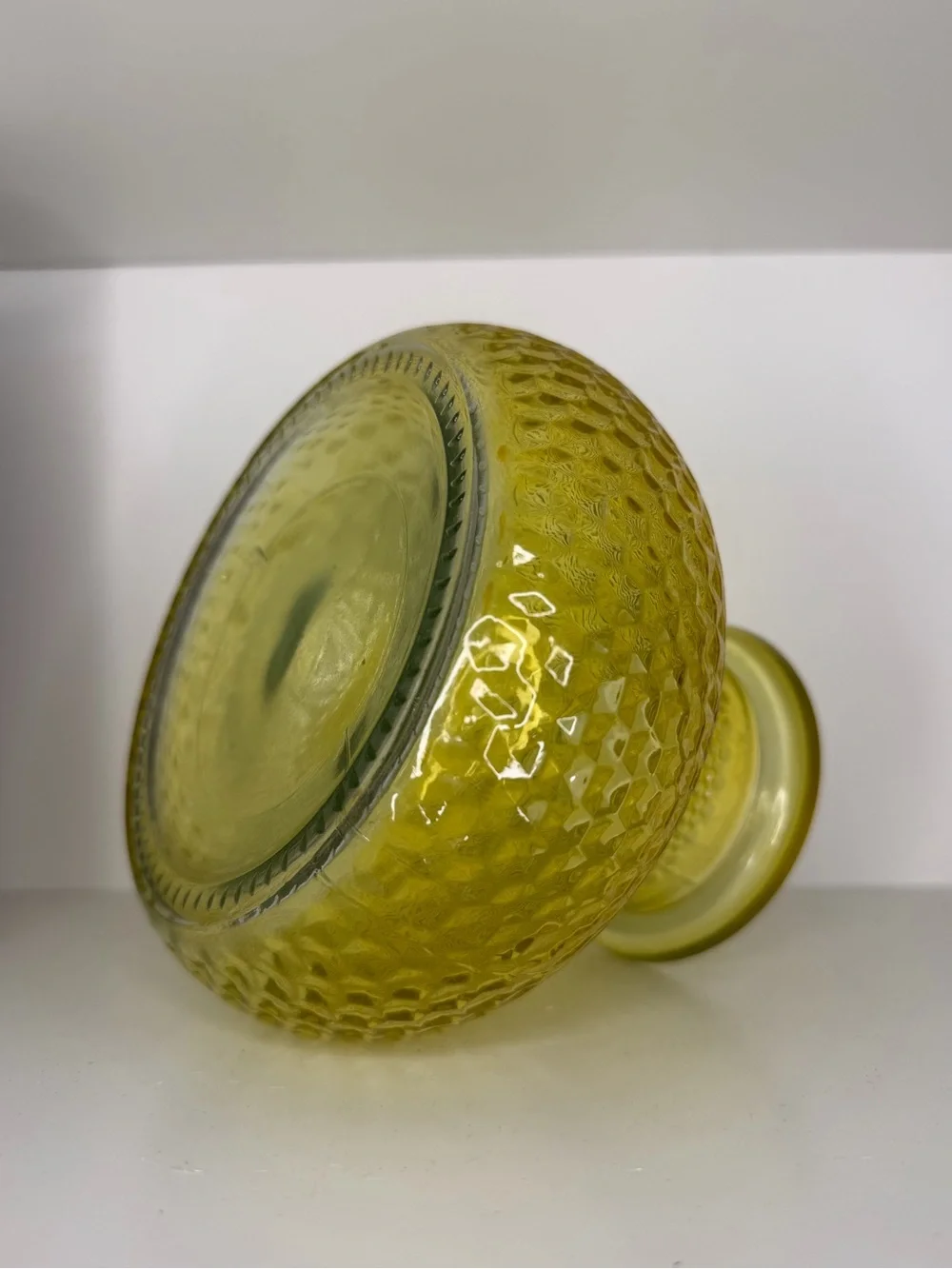 Vintage Textured Yellow Glass Vase - Decorative Home Accent